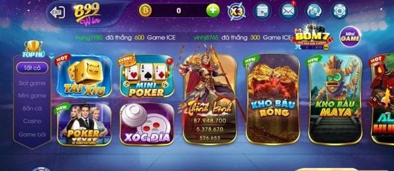 Giao diện cổng game B99