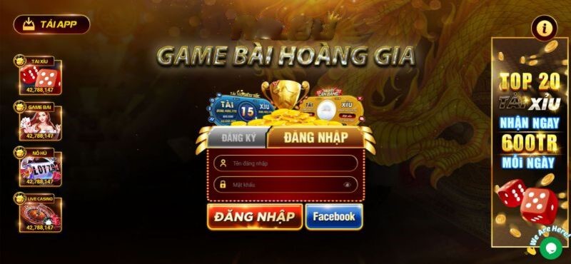 Giao diện tải app của cổng game hoàng gia cổng game