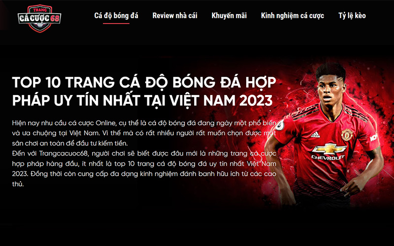 Top trang cá cược bóng đá hợp pháp tại Việt Nam tại Trangcacuoc68